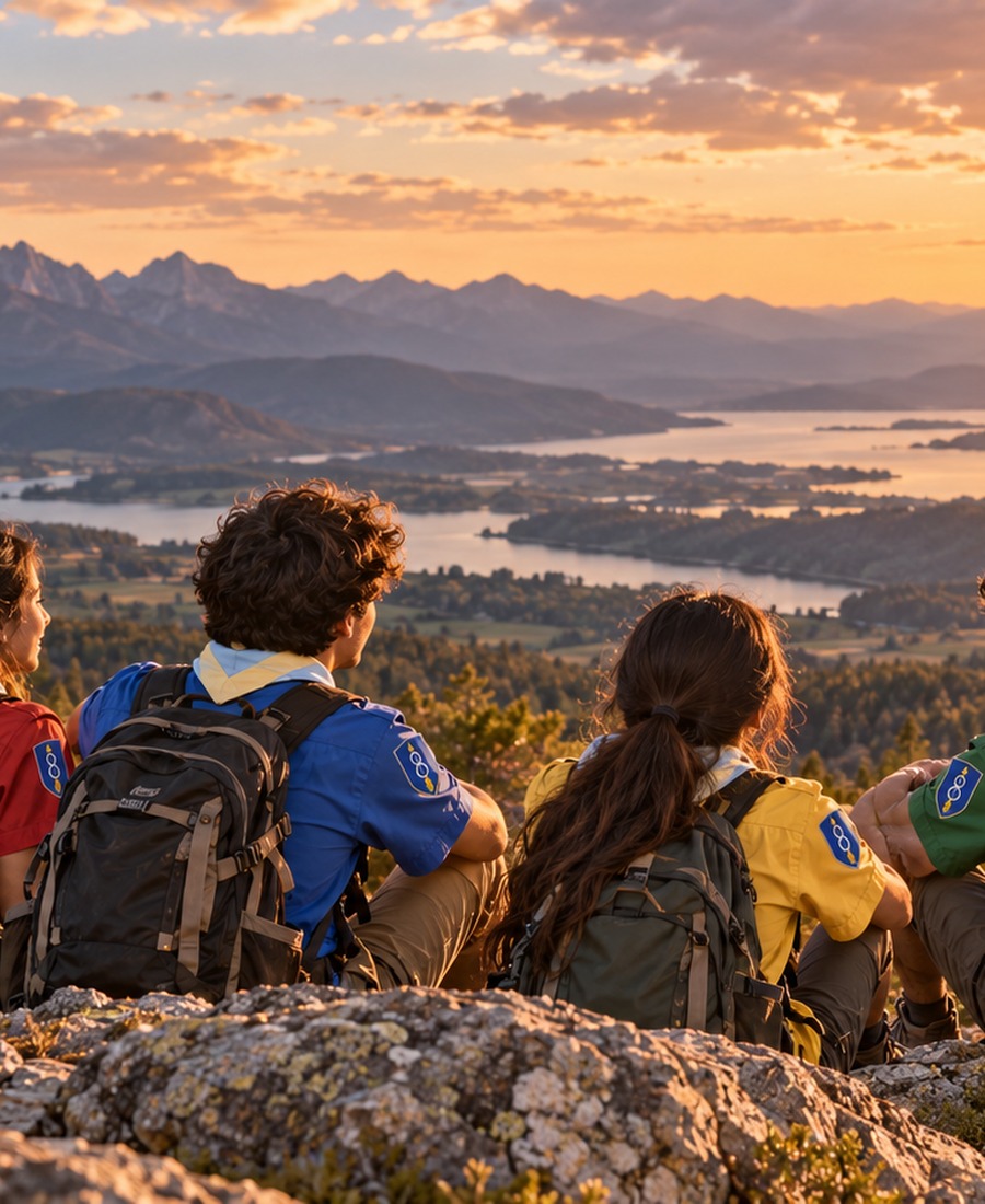 Scouts explorando un paisaje