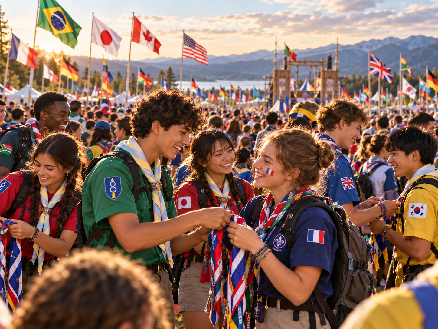 Scouts de distintos países en un encuentro internacional
